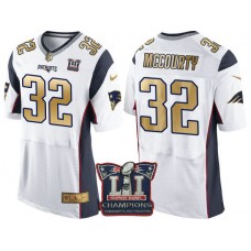New England Patriots #32 Devin McCourty White Super Bowl LI Champions Gold Elite Jersey