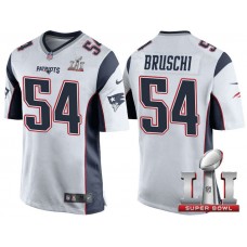 New England Patriots #54 Tedy Bruschi White 2017 Super Bowl 51 Patch Game Jersey
