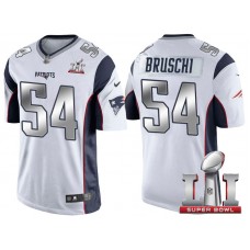 New England Patriots #54 Tedy Bruschi White 2017 Super Bowl LI Silver Limited Jersey