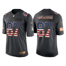New England Patriots #87 Rob Gronkowski Anthracite Salute to Service USA Flag Fashion Jersey