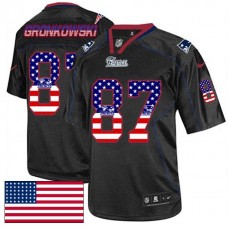 New England Patriots #87 Rob Gronkowski Black USA Flag Fashion Jersey