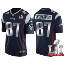 New England Patriots #87 Rob Gronkowski Navy 2017 Super Bowl LI Silver Limited Jersey