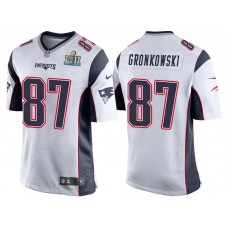 New England Patriots #87 Rob Gronkowski White Super Bowl LII Bound Game Jersey