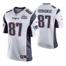 New England Patriots #87 Rob Gronkowski White Super Bowl LIII Game Jersey