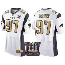 New England Patriots #97 Alan Branch White Super Bowl LI Champions Gold Elite Jersey
