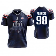 New England Patriots #98 Trey Flowers Navy Super Bowl LIII Champions Commemorative Jersey