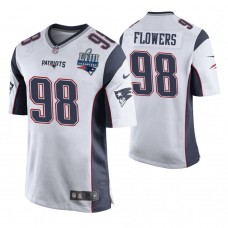 New England Patriots #98 Trey Flowers White Super Bowl LIII Champions Jersey