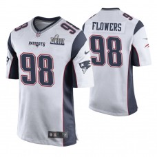 New England Patriots #98 Trey Flowers White Super Bowl LIII Game Jersey