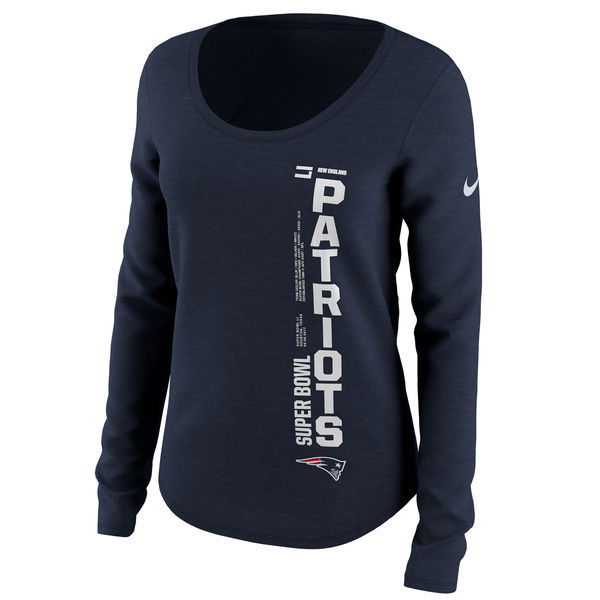 New England Patriots 2017 Super Bowl Li Navy Women's Long Sleeve T-Shirt