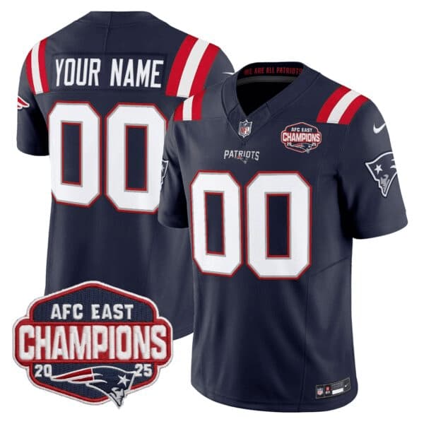 New England Patriots 2025 AFC East Division Champions Vapor Limited Custom Jersey  – All Stitched