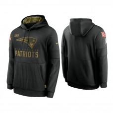 New England Patriots Black 2020 Salute to Service Sideline Performance Pullover Hoodie