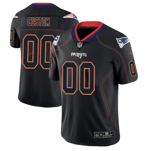 New England Patriots Custom 2018 Lights Out Color Rush Limited Black Jersey