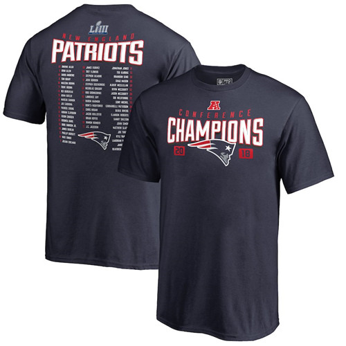 New England Patriots NFL Pro Line By Fanatics Branded 2018 AFC Champions Free Safety T-Shirt Navy