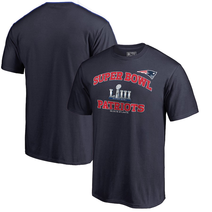 New England Patriots NFL Pro Line By Fanatics Branded Super Bowl LIII Bound Heart & Soul T-Shirt Navy