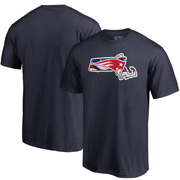 New England Patriots Navy NFL Pro Line By Fanatics Branded Banner State T-Shirt