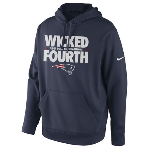 New England Patriots Nike Super Bowl XLIX Champions Celebration Multi Champs Slogan Pullover Hoodie Navy Blue