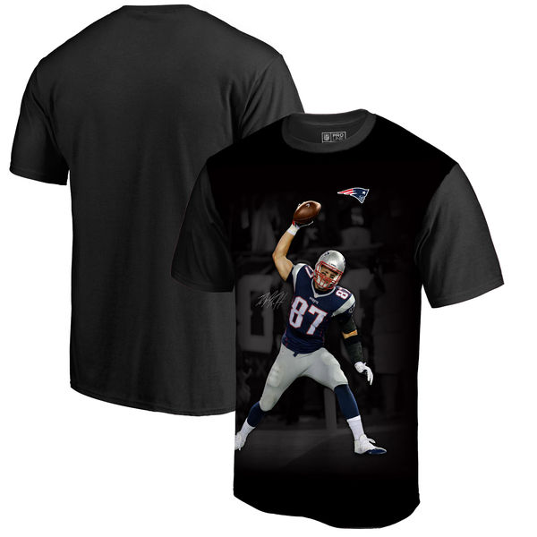 New England Patriots Rob Gronkowski NFL Pro Line By Fanatics Branded NFL Player Sublimated Graphic T Shirt Black