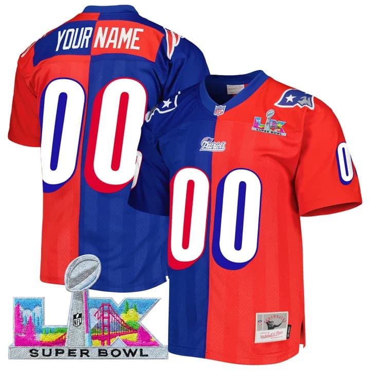 New England Patriots Super Bowl LX Throwback Custom Jersey -    All Stitched