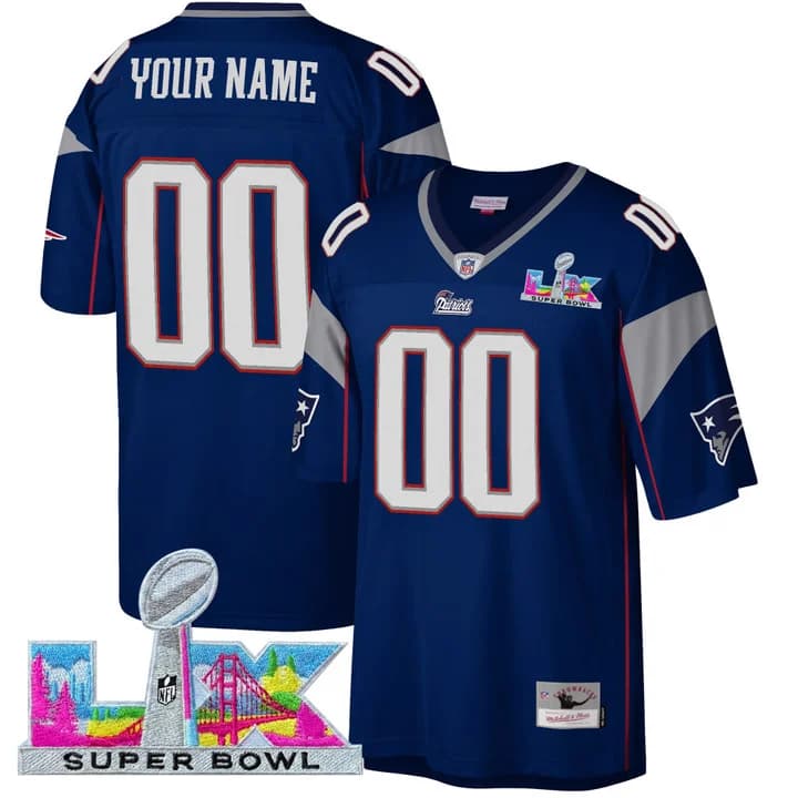 New England Patriots Super Bowl LX Throwback Custom Jersey -  All Stitched