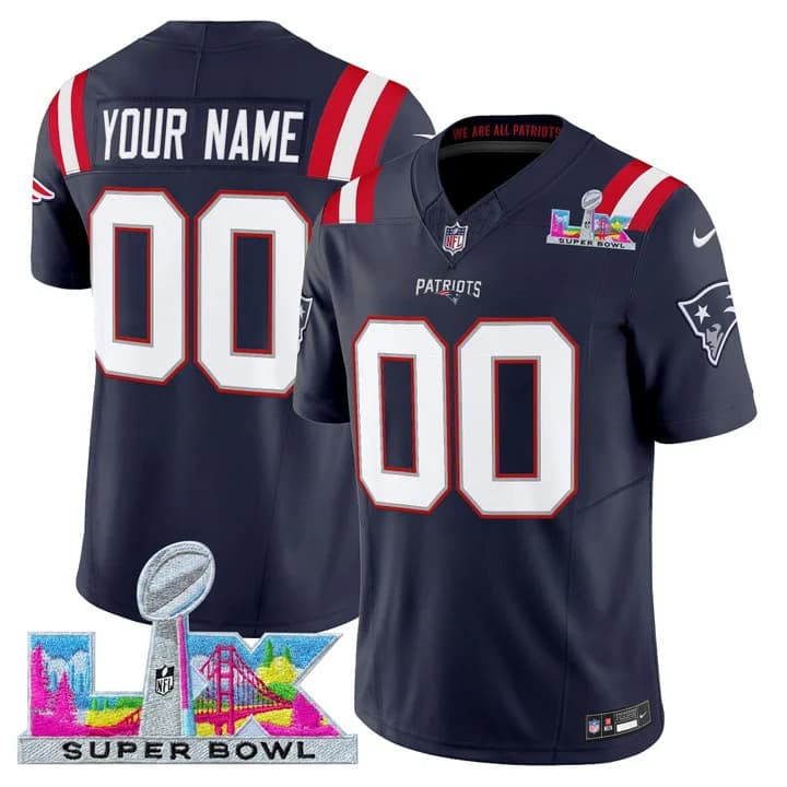 New England Patriots Super Bowl LX Vapor Limited Custom Jersey - All   Stitched