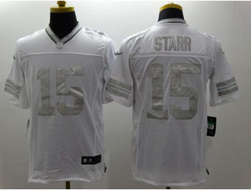 New Green Bay Packers #15 Bart Starr White Men's Stitched NFL Limited Platinum Jersey
