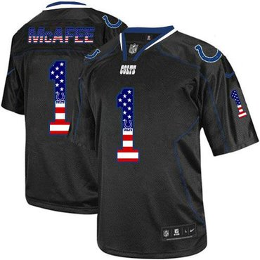 New Indianapolis Colts #1 Pat Mcafee USA Flag Fashion Black Elite Jerseys