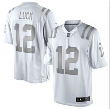 New Indianapolis Colts #12 Andrew Luck White Platinum Jersey