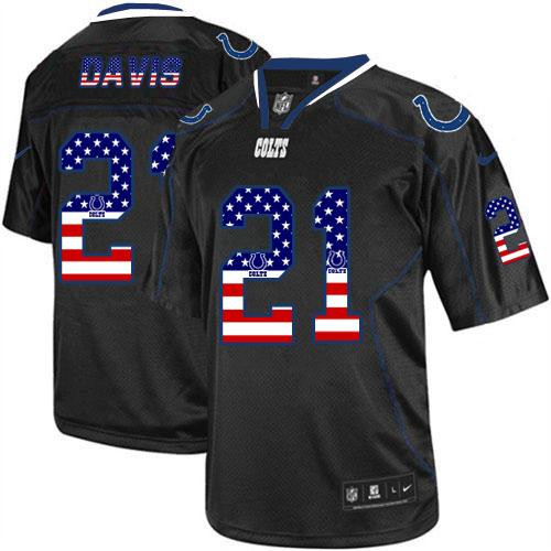 New Indianapolis Colts #21 Vontae Davis Black Men''s Stitched NFL Elite USA Flag Fashion Jersey