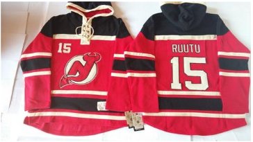 New Jersey Devils #15 Tuomo Ruutu Red Sawyer Hooded Sweatshirt Stitched NHL Jersey