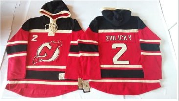 New Jersey Devils #2 Marek Zidlicky Red Sawyer Hooded Sweatshirt Stitched NHL Jersey