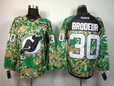 New Jersey Devils #30 Martin Brodeur Camo Veterans Day Practice NHL Jersey