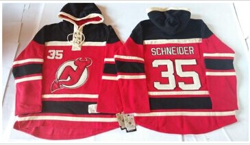 New Jersey Devils #35 Cory Schneider Red Sawyer Hooded Sweatshirt Stitched NHL jersey