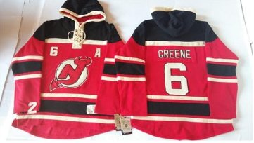 New Jersey Devils #6 Andy Greene Red Sawyer Hooded Sweatshirt Stitched NHL Jersey