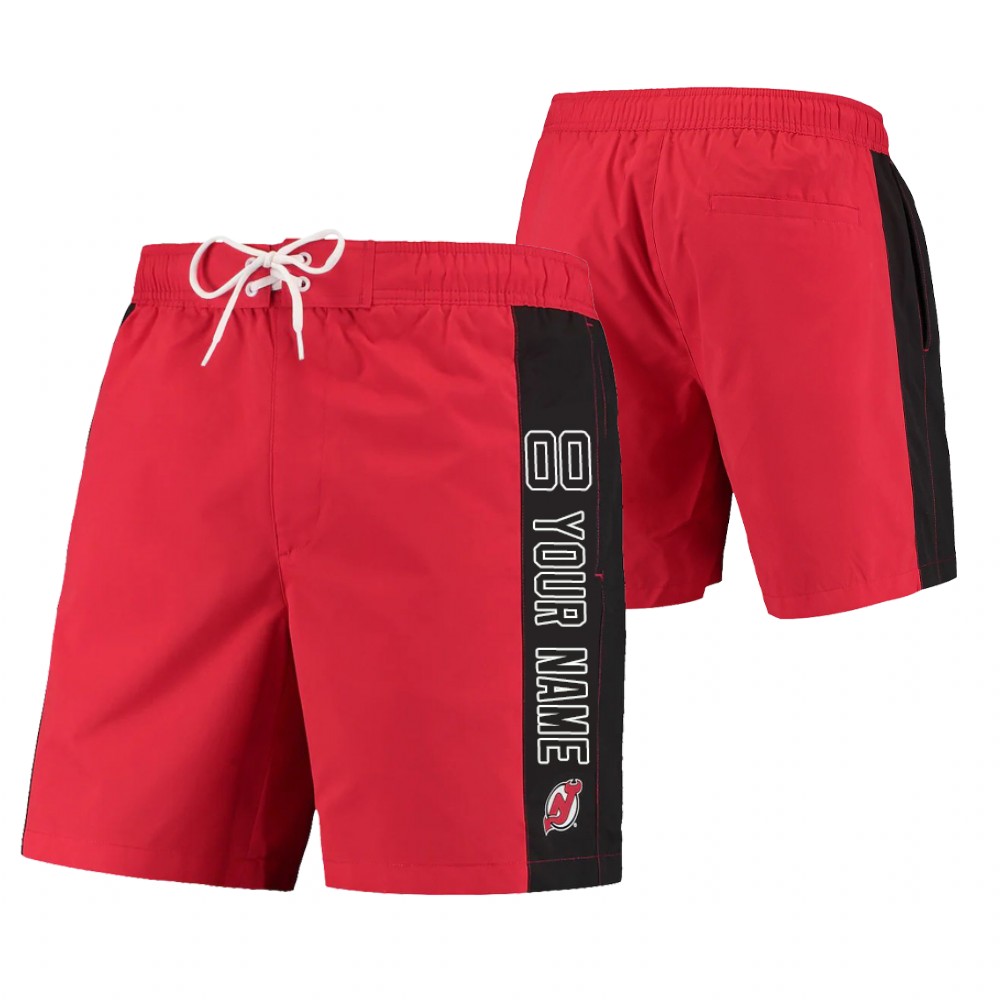 New Jersey Devils Custom Swim Trunk Red Black #00 Shorts