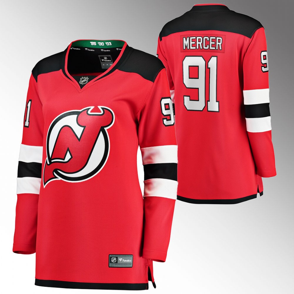 New Jersey Devils Dawson Mercer Women Red Home Jersey Stitched