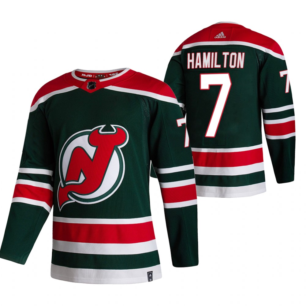 New Jersey Devils Dougie Hamilton Green 2021 Reverse Retro Special Edition Jersey