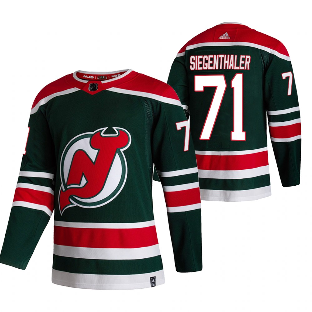 New Jersey Devils Jonas Siegenthaler Green 2021 Reverse Retro Special Edition Jersey