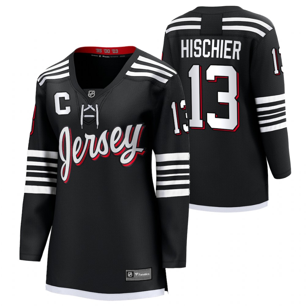 New Jersey Devils Nico Hischier Women Black 2022 Alternate Jersey