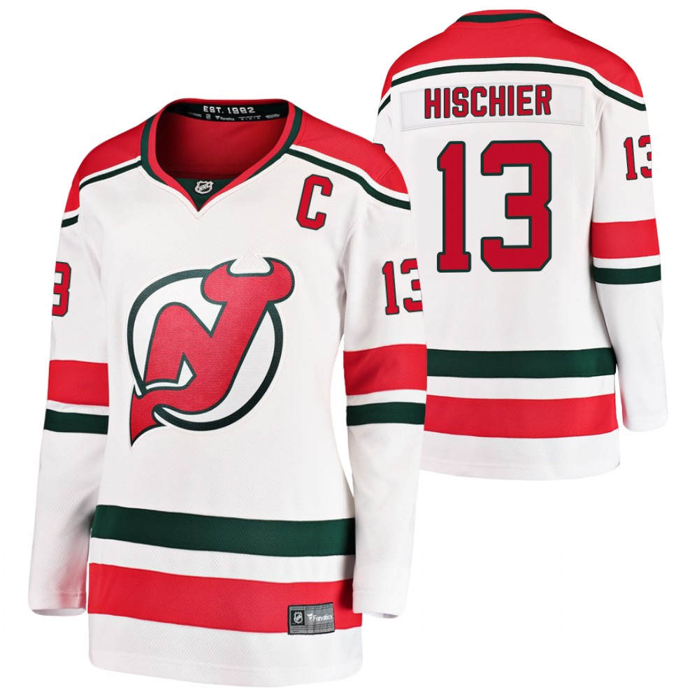 New Jersey Devils Nico Hischier Women White Alternate Jersey