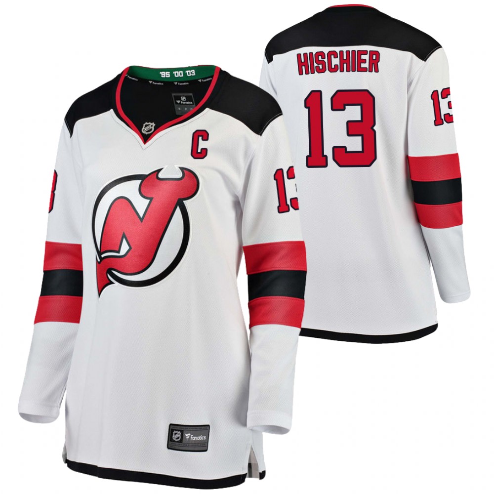 New Jersey Devils Nico Hischier Women White Away Jersey