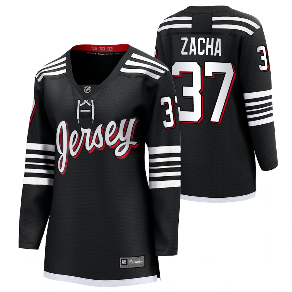 New Jersey Devils Pavel Zacha Women Black 2022 Alternate Jersey
