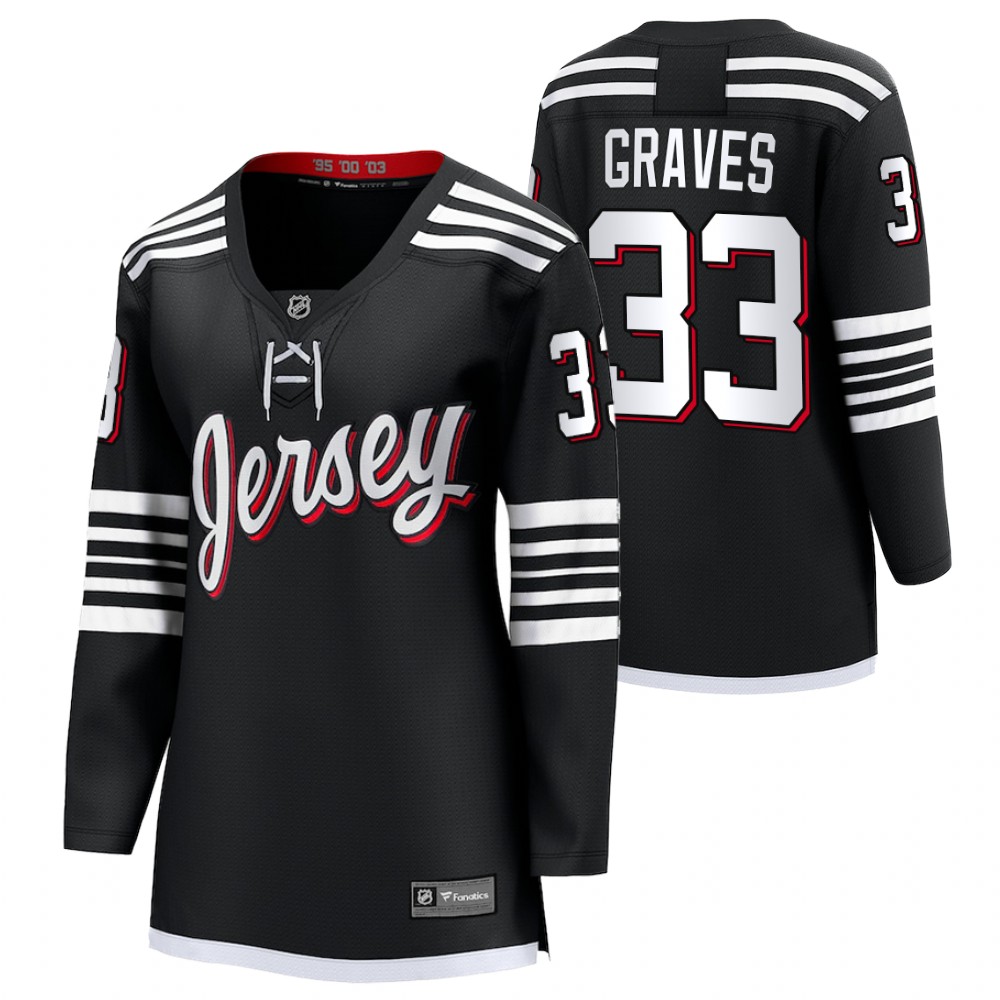 New Jersey Devils Ryan Graves Women Black 2022 Alternate Jersey