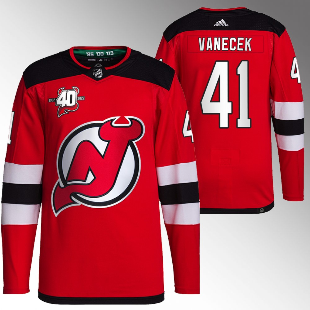 New Jersey Devils Vitek Vanecek Red Authentic Primegreen Home Jersey