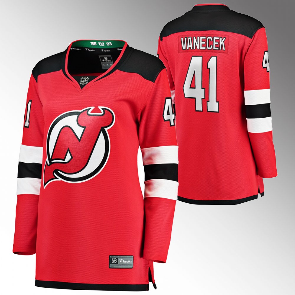 New Jersey Devils Vitek Vanecek Women Red Home Jersey
