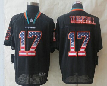 New Miami Dolphins #17 Ryan Tannehill USA Flag Fashion Black Elite Jerseys