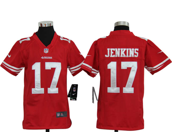 NEW nfl youth san francisco 49ers 17 a.j. jenkins red jerseys
