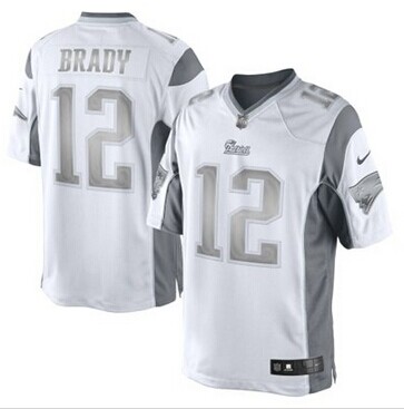 New New England Patriots #12 Tom Brady White Platinum Jersey
