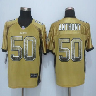 New New Orleans Saints #50 Stephone Anthony Gold Men's Stitched NFL Elite Drift Fashion Jersey