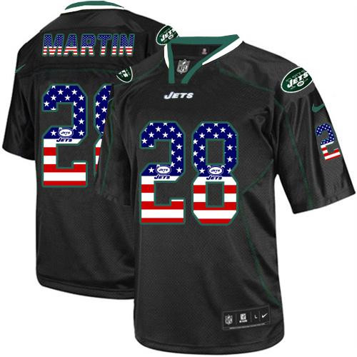 New New York Jets #28 Curtis Martin Black Men''s Stitched NFL Elite USA Flag Fashion Jersey