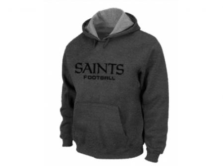 New Orleans Sains Authentic font Pullover Hoodie D.Grey